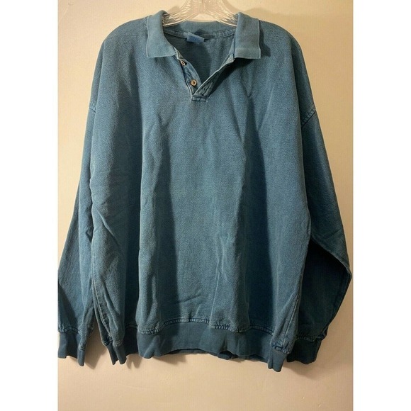 Sea Breeze Pullover Shirt Resort Wear Size 1X Teal Green Stone Washed - Picture 1 of 8